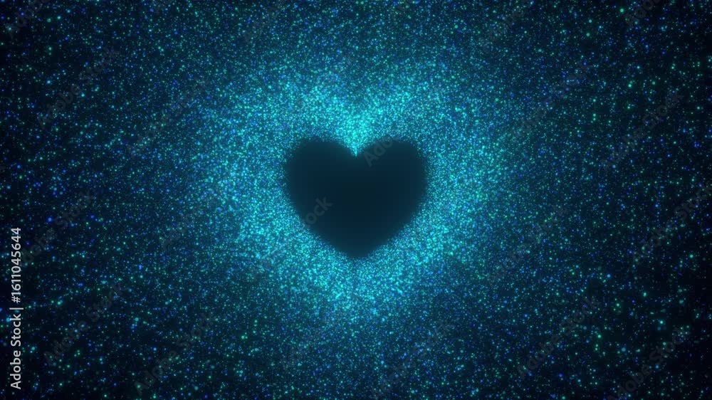 Poster heart particle tunnel. computer generated 3d render