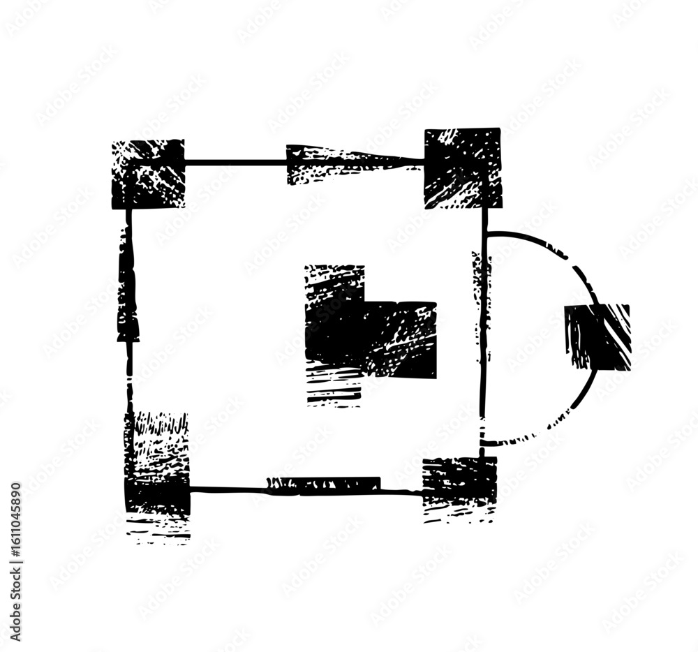 Poster vector abstract geometric featuring a square and connected rectangle.