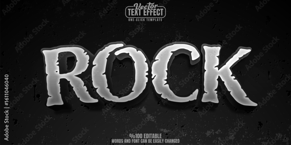 Poster rock editable text effect, customizable stone and texture 3d font style