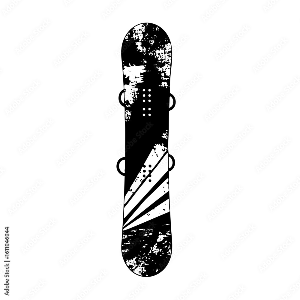 Poster vector detailed snowboard with dynamic elements and bindings.