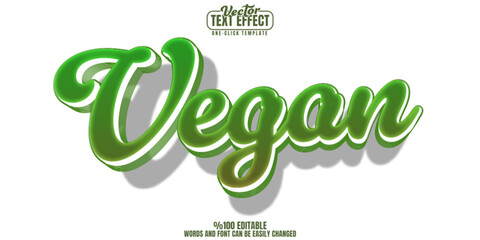Vegan editable text effect, customizable natural and plantbased 3d font style