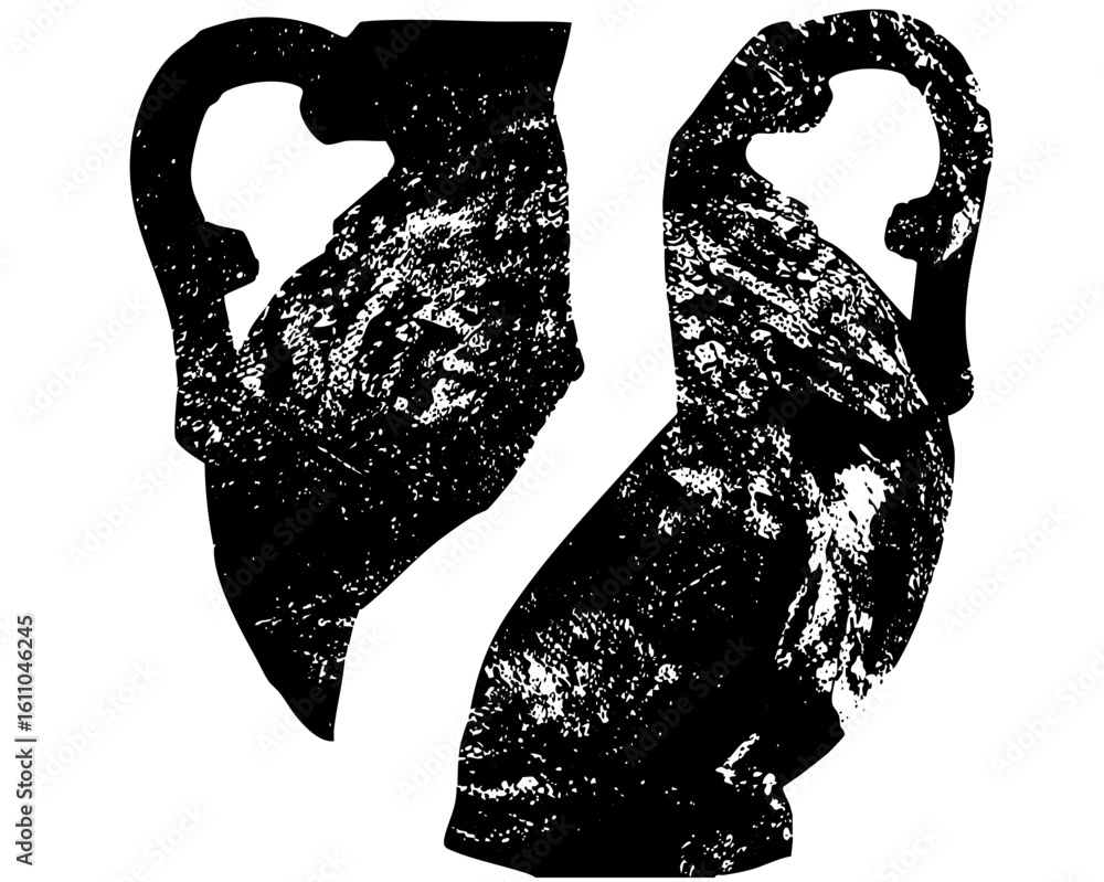 Poster vector elegant amphora vases create a symmetrical face illusion.