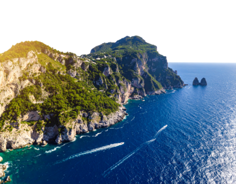  Aerial View of Capri Island with Dramatic Cliffs and Blue Sea, Transparent Background