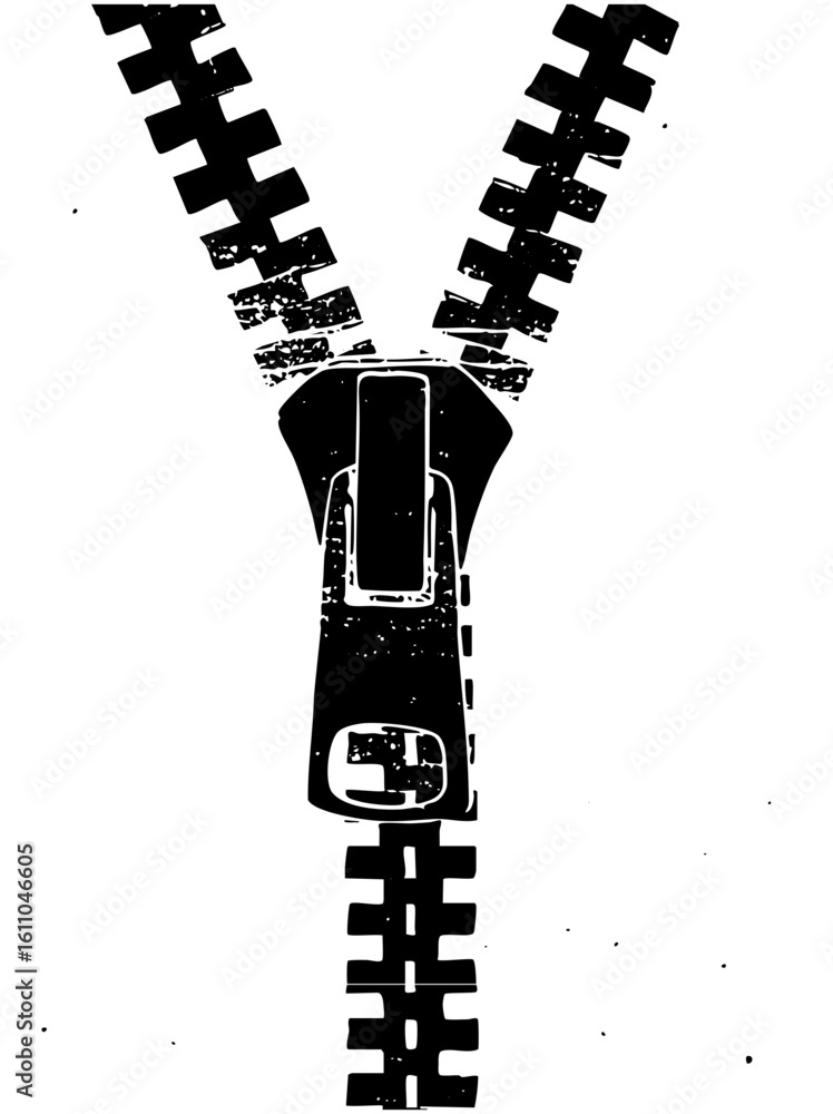 Poster vector black vector of an open zipper with slider.