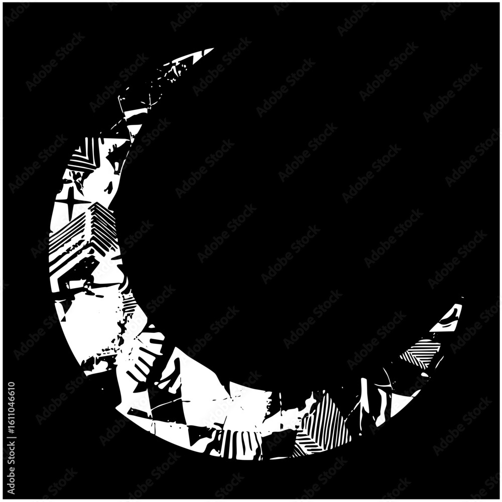 Poster vector abstract moon with textured .