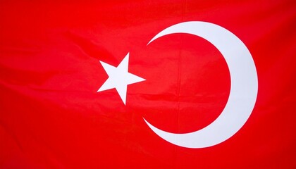 Obraz premium Turkey flag tribute with crescent and star emblem on bold red backdrop, minimalist centered layout, symbolic representation of national identity, cultural pride, and clean composition.
