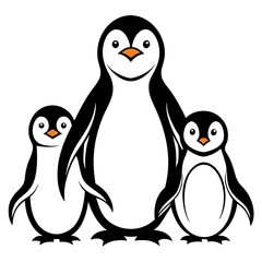 penguins on a white background
