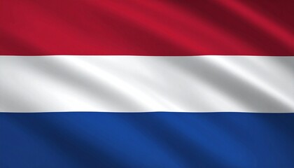 Obraz premium Netherlands flag tribute in minimalist layout, horizontal tricolor bands, clean symmetry, cultural identity focus, textured flat backdrop, modern patriotic theme.