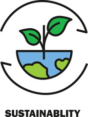 Black outline style of Sustainable Manufacturing and Recycling Icons. Green Factory, Recyclable Products, Sustainability Efforts. Eco-Friendly Industry, Waste Management, Green Practices