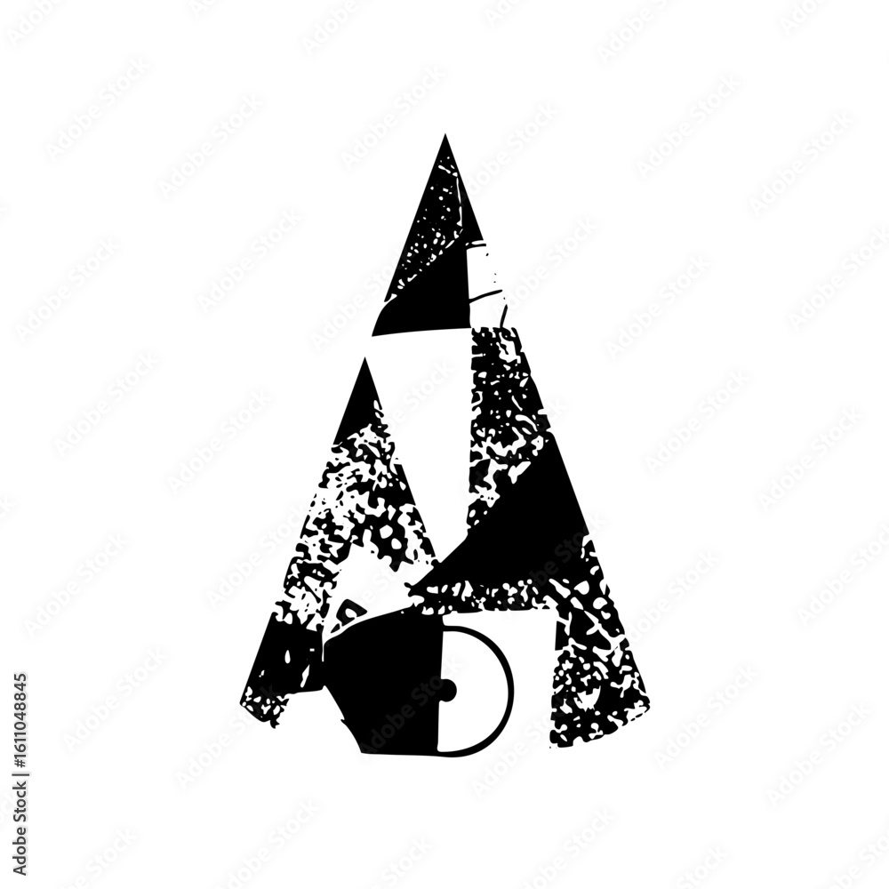 Aufkleber vector abstract upward arrow with distressed texture.