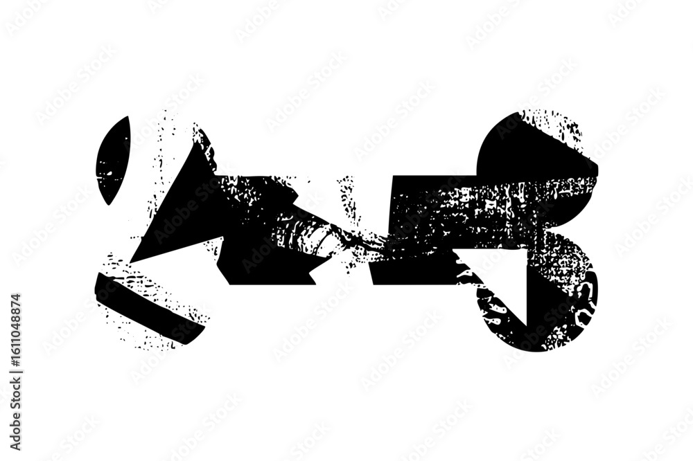 Poster vector abstract black featuring distorted letterforms and shapes.