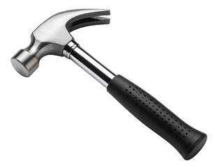 Claw Hammer with Black Rubberized Handle, Front Angle, Isolated on Transparent Background