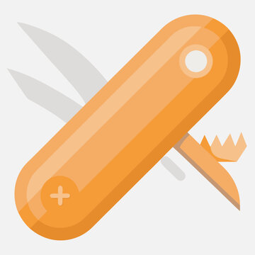 orange pocket knife tool flat design clip art preview