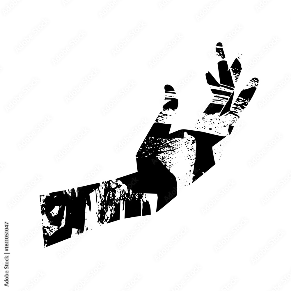 Poster vector abstract black hand gesture with a fragmented effect.