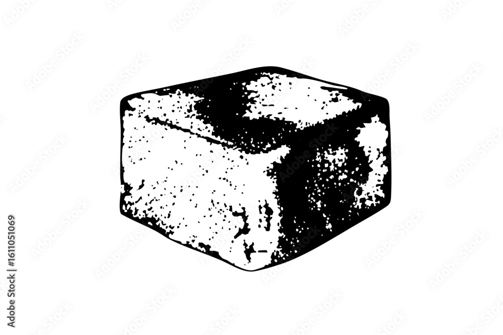 Poster vector abstract geometric cube in monochrome style.