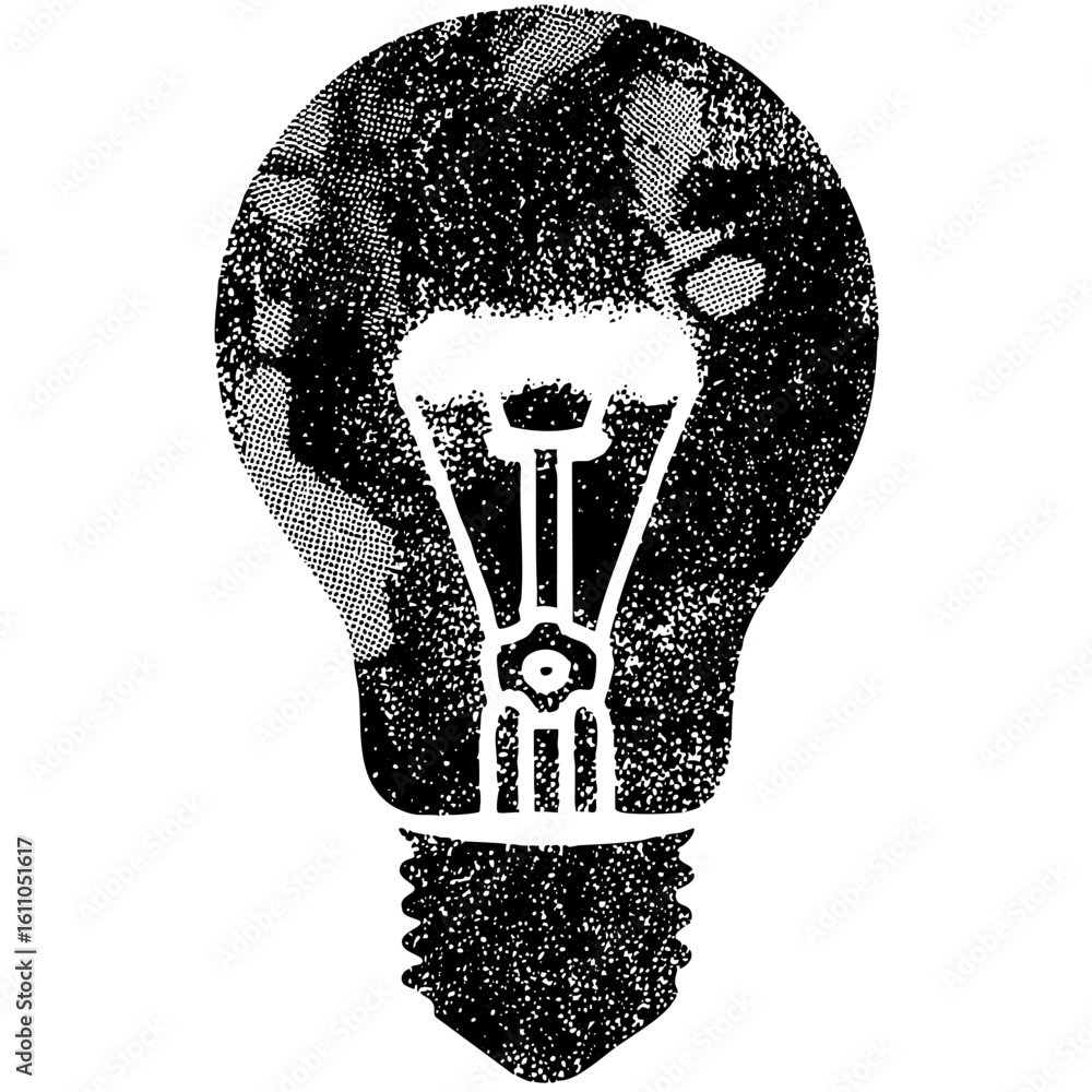 Poster vector detailed vector of a lightbulb containing a world map.