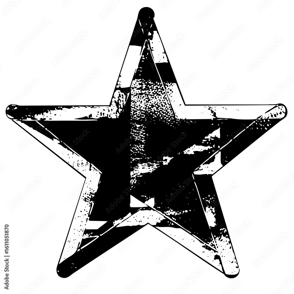 Poster vector distressed five-pointed star with textured edges.