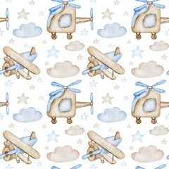 seamless watercolor pattern with balloons