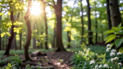 Sunlit Forest Blurred Background