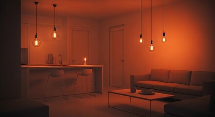 Cozy interior with warm lighting