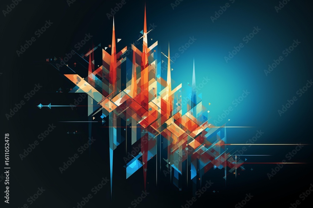 Poster colorful geometric shapes creating a dynamic abstract composition