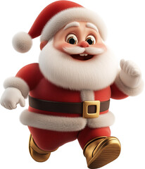 Santa's Sprint to Christmas - Happy Santa Claus Running 3D Illustration - Cartoon Santa
