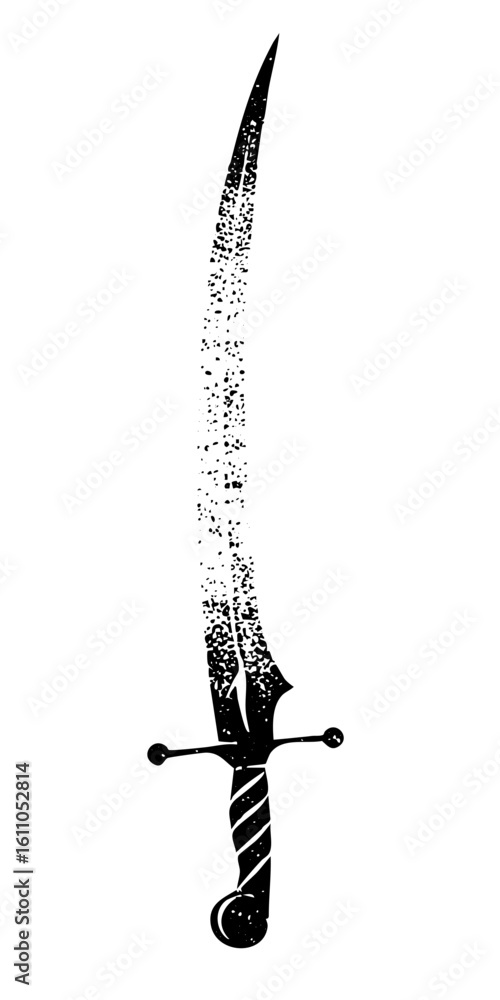 Poster vector elegant dagger with dissolving blade effect.