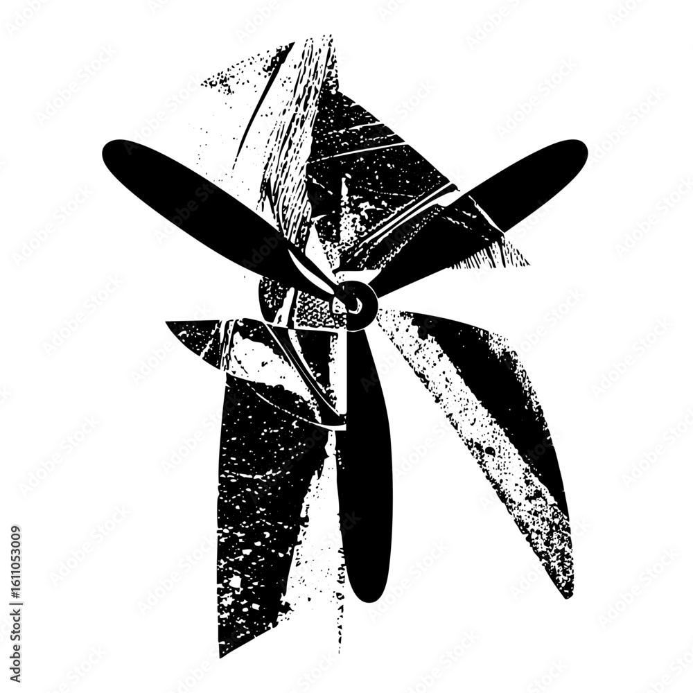Poster vector abstract propeller with geometric shapes.