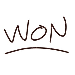 Handwritten “WON” text with a bold underline and slightly textured style, ideal for success, achievement, or victory-themed vector designs