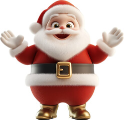 Excited 3D Santa Claus with Raised Hands – Santa Surprise - Christmas Holiday Cartoon Santa 3D Illustration