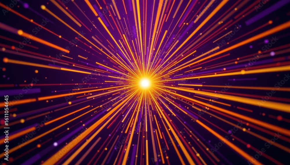 Poster vibrant rays of light radiating from a central point in a cosmic style background