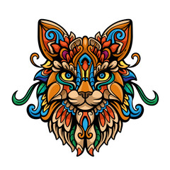 Cat head mandala arts isolated on white background