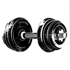 Vector Black dumbbell with stacked plates and textured details.