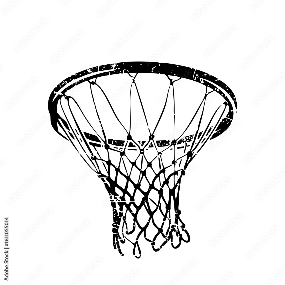 Poster vector detailed vector of a basketball hoop and net.
