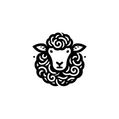 Black sheep head illustration isolated on white