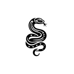 Fototapeta premium Stylized black snake coiled on white background