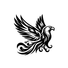 Stylized eagle in flight, isolated on white