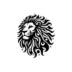 Majestic lion head with flowing mane