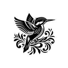 Fototapeta premium Kingfisher bird in flight with ornate wings