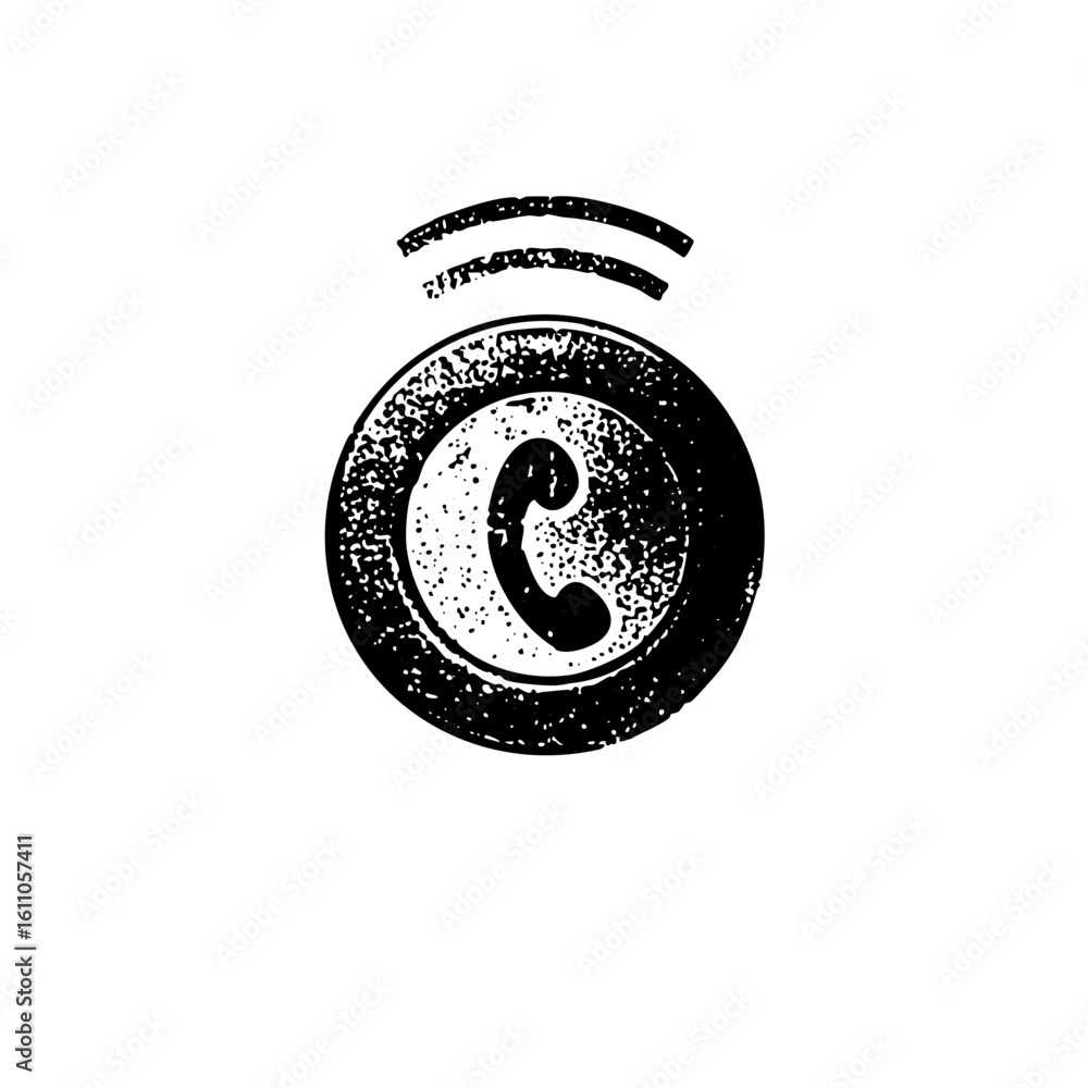 Poster vector distressed phone within a circular frame.
