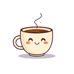 Obraz premium Smiling Coffee Cup – Flat Icon