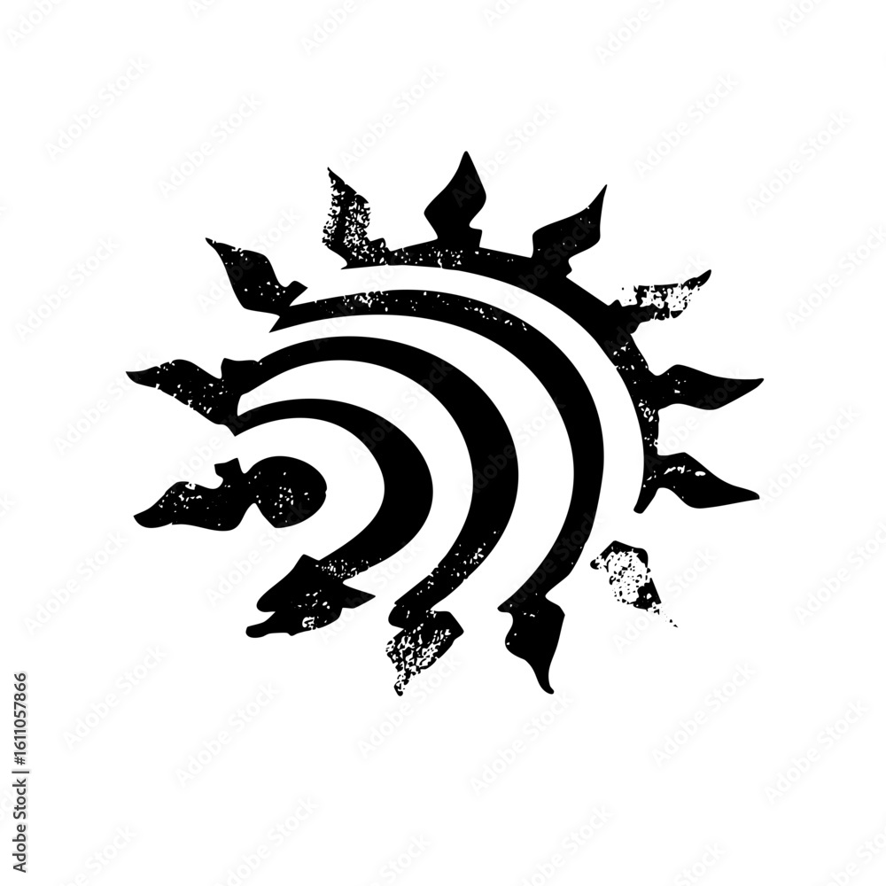 Poster vector abstract black featuring swirling shapes and pointed elements.
