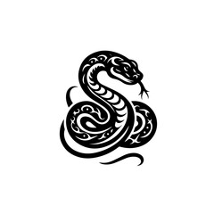 Fototapeta premium A black tribal silhouette of a coiled snake