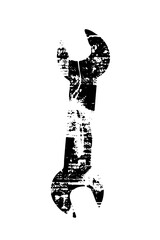 Fototapeta premium Vector Distressed black wrench with a textured grunge effect.