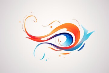 Abstract design with swirling orange and blue shapes creating a dynamic visual
