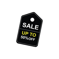 Sale tag, label, icon. Sale of special offer. Discount with price 50% off. Discount tag for advertisement campaign at retail on the day of purchase.   