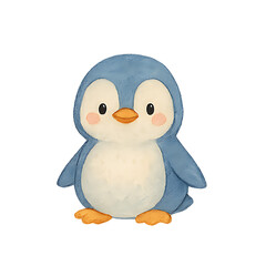 Cute Baby Penguin Watercolor Illustration Digital Art Print