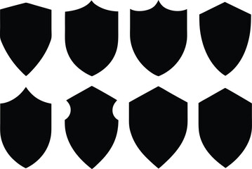 Army Shield Silhouette Set, Tactical Vector Badges, Military & Security Emblems EPS. Combat Shield Pack, Black Military Insignia Vectors