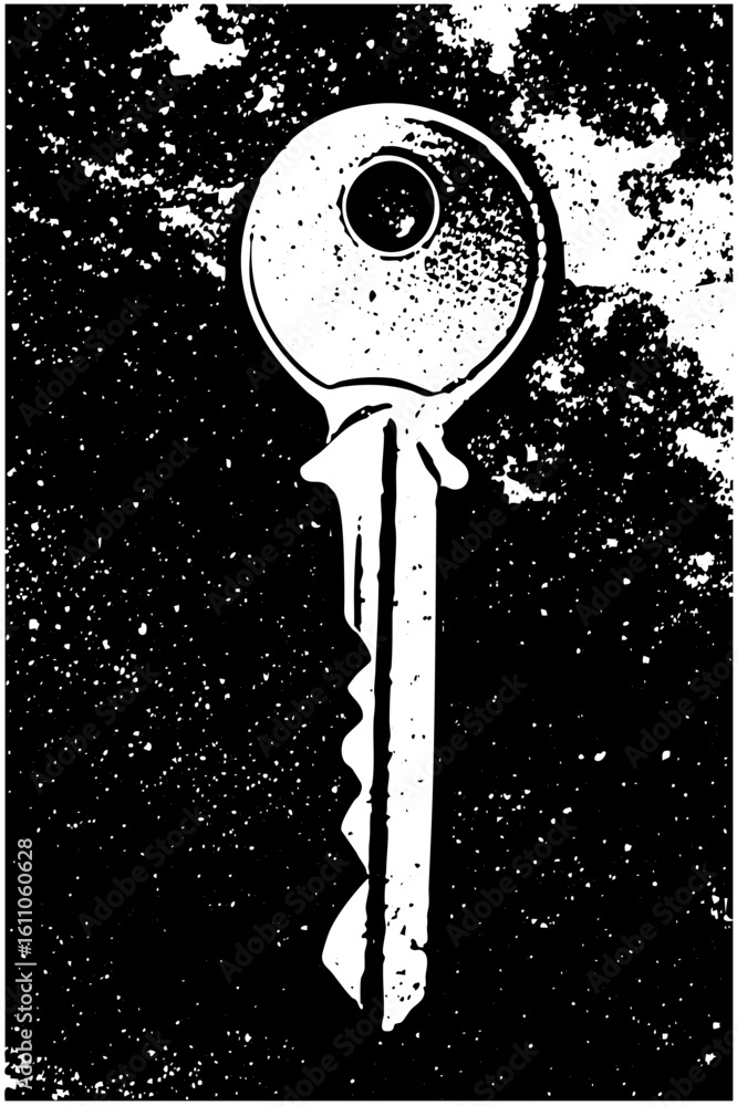 Poster vector detailed vector of a classic key with a circular head.