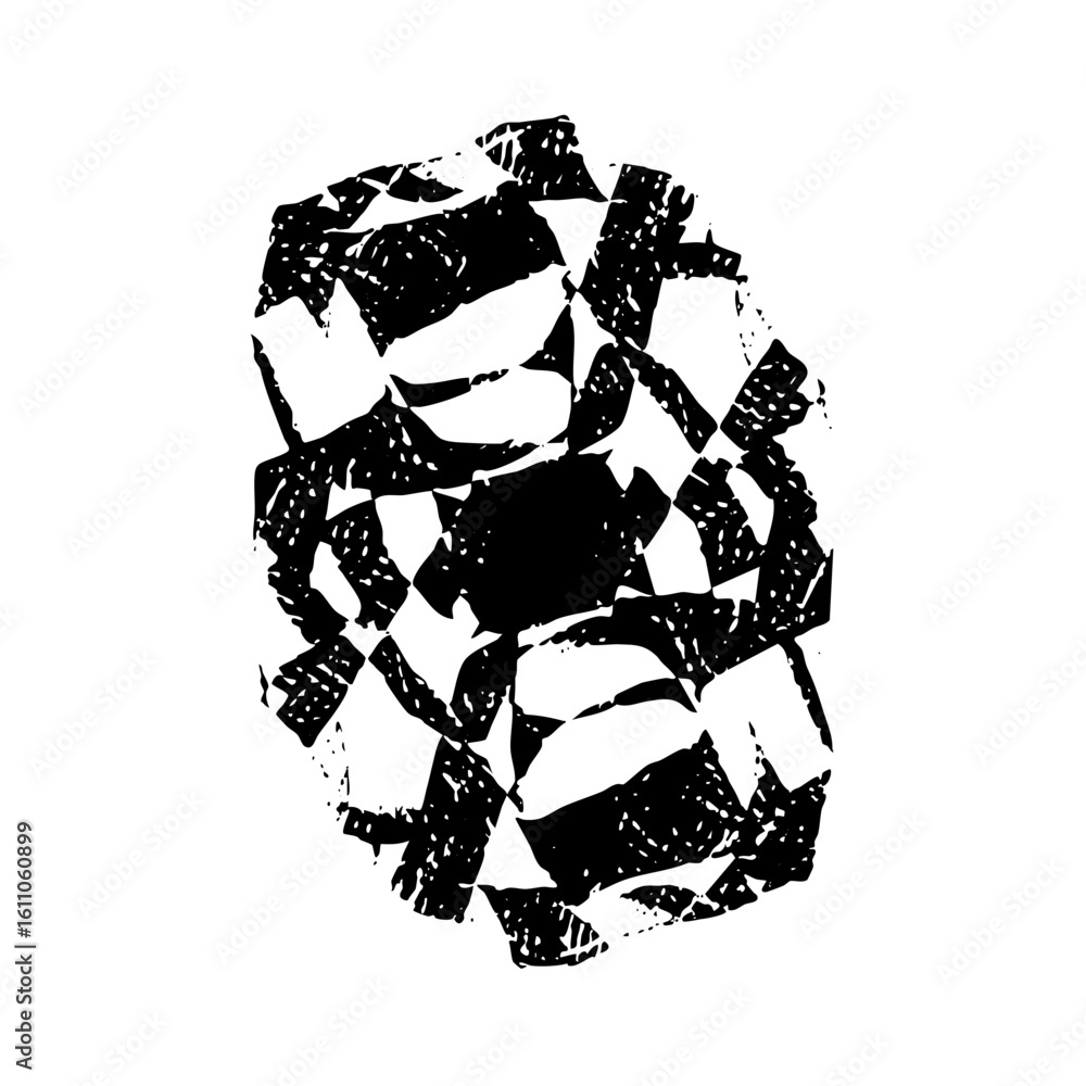 Poster vector abstract fragmented face in monochrome.